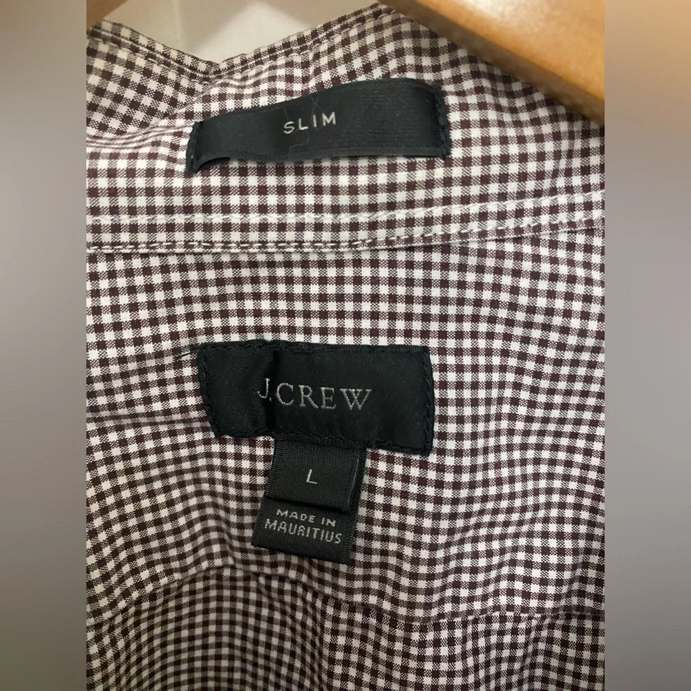 J Crew Shirt Men’s Large Button Up Long Sleeve Flex Washed Slim Fit Check - Picture 2 of 10